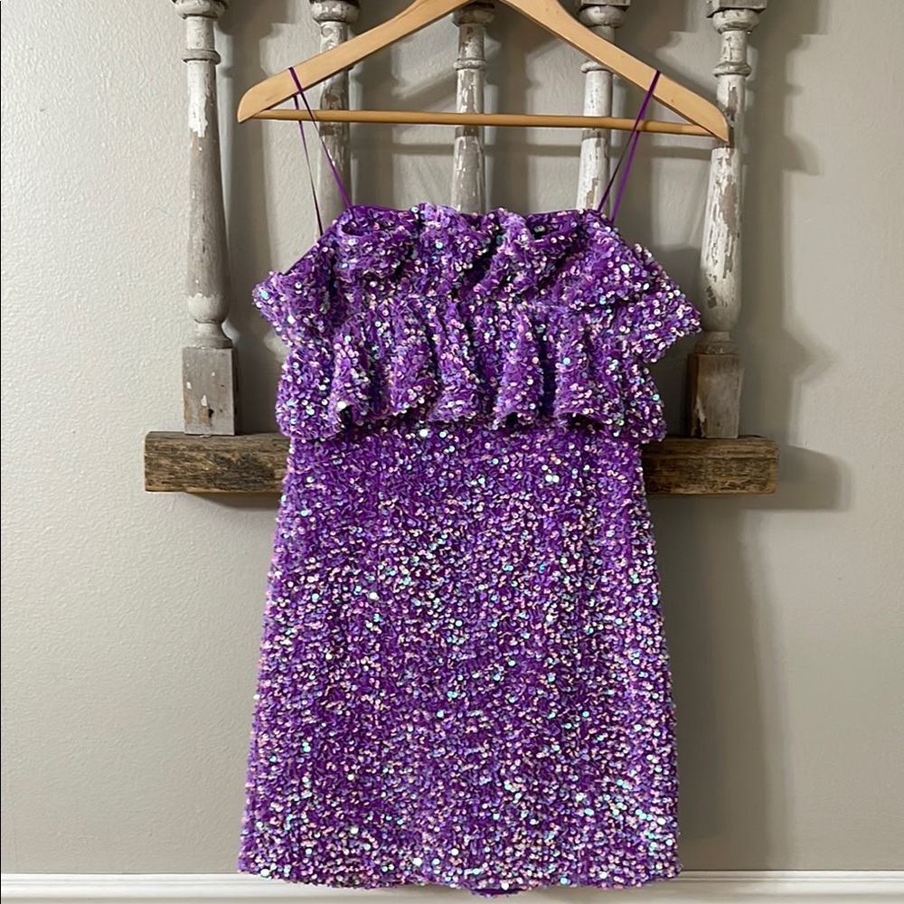 ALLISON + KELLY  Purple Sequin Mini Dress